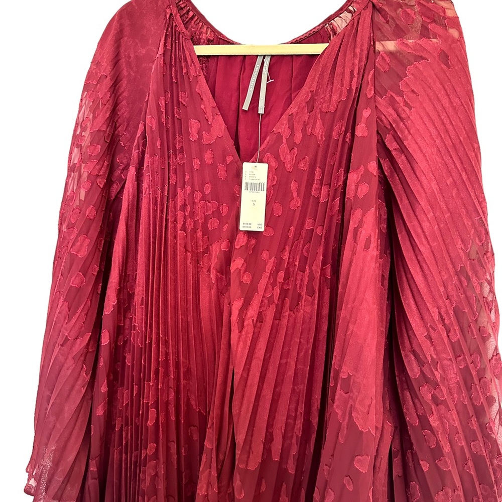 NWT Anthropologie Toulon Accordion Pleated Mini Dress Plum Small - Picture 5 of 8